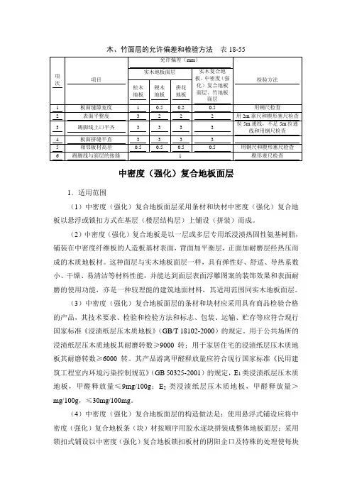 中密度(强化)复合地板面层