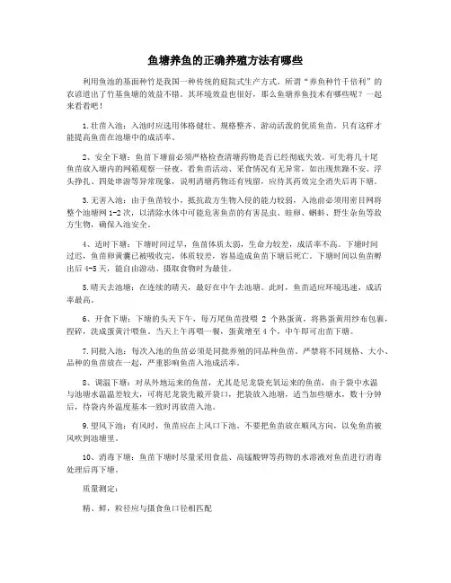 鱼塘养鱼的正确养殖方法有哪些