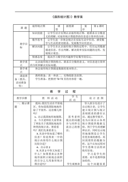 《扇形统计图)》教案+实录+反思