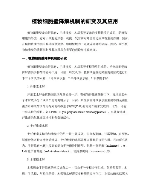 植物细胞壁降解机制的研究及其应用