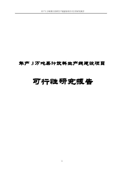 年产3万吨果汁饮料生产线建设项目可行性研究报告