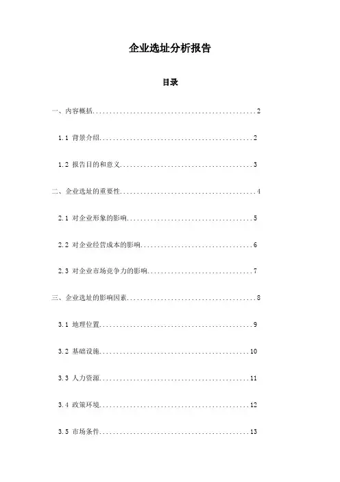 企业选址分析报告