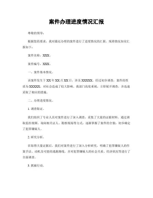 案件办理进度情况汇报
