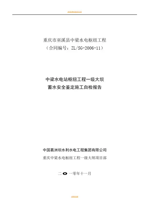 大坝蓄水安全鉴定施工自检报告