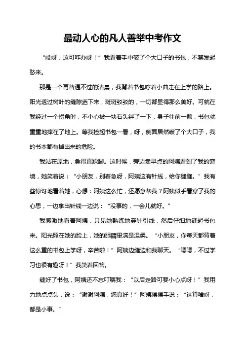 最动人心的凡人善举中考作文