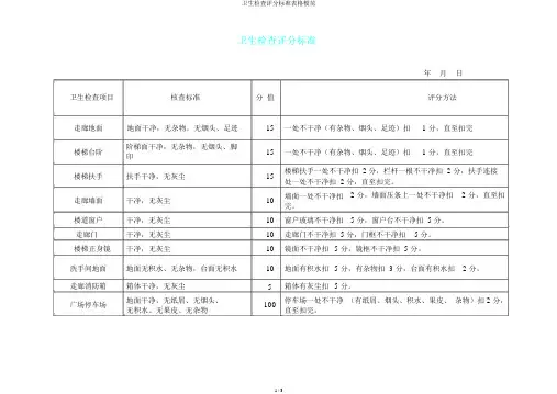 卫生检查评分标准表格范例