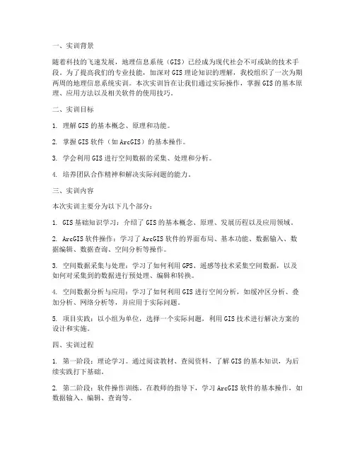 地理信息系统的实训报告