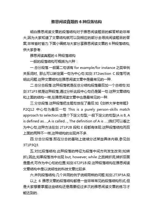 雅思阅读真题的6种段落结构