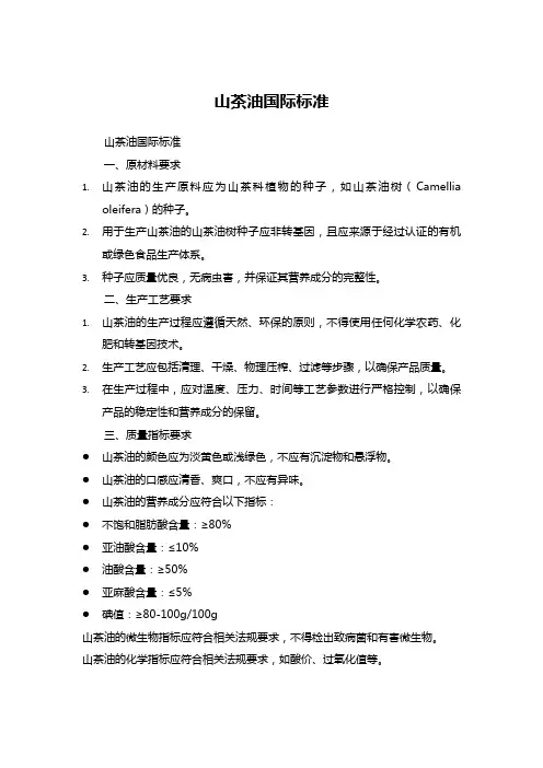 山茶油国际标准