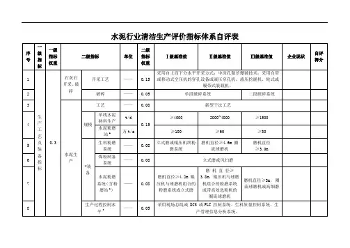 《水泥行业清洁生产评价指标体系》