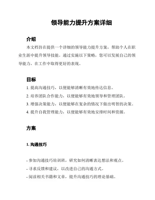 领导能力提升方案详细