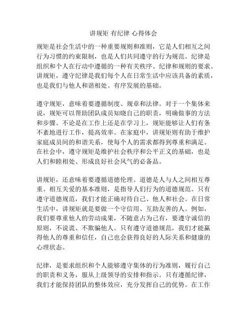讲规矩 有纪律 心得体会