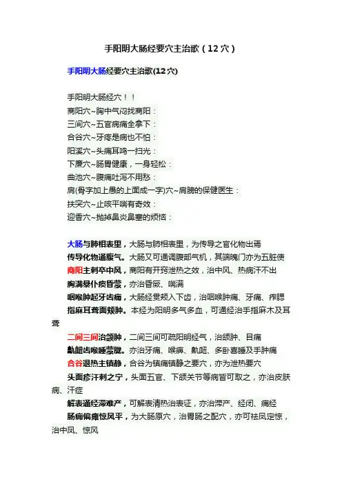 手阳明大肠经要穴主治歌（12穴）