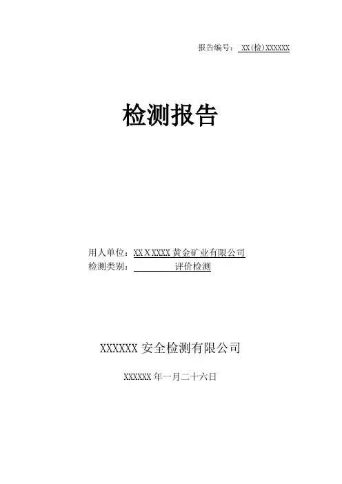 XXXXXX黄金矿业有限公司评价检测报告1