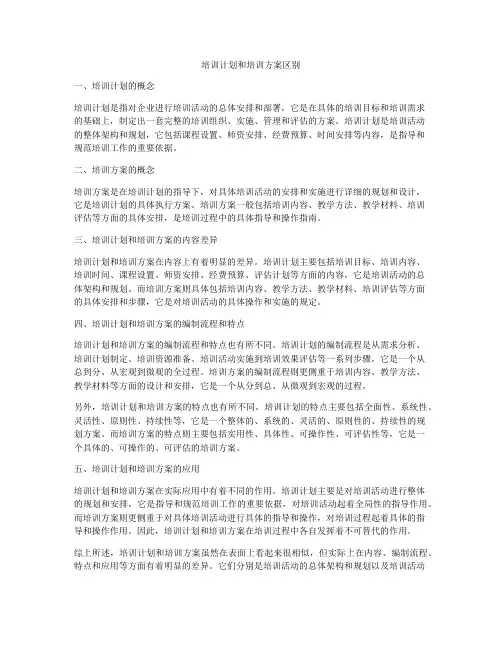 培训计划和培训方案区别