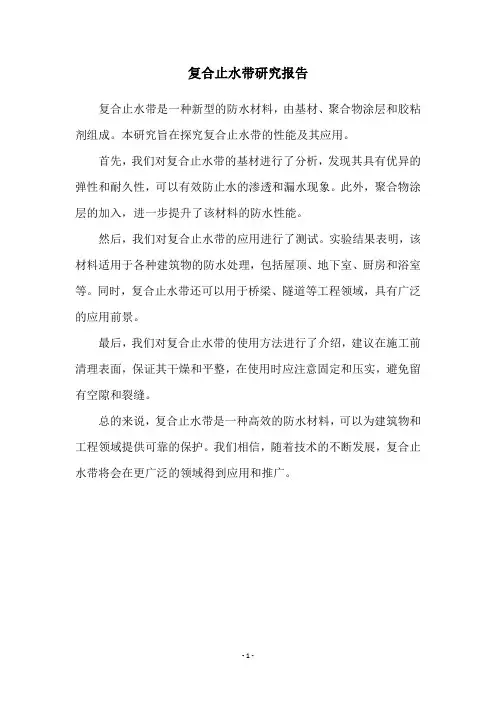 复合止水带研究报告