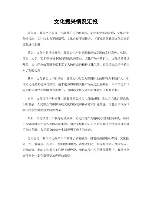 文化振兴情况汇报