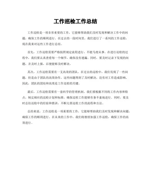 工作巡检工作总结