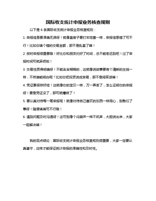 国际收支统计申报业务核查规则