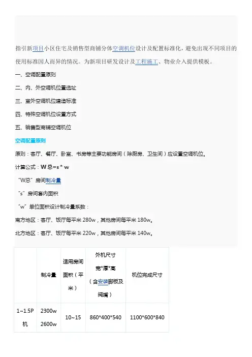 住宅 销售型商铺分体空调机位设计模块 