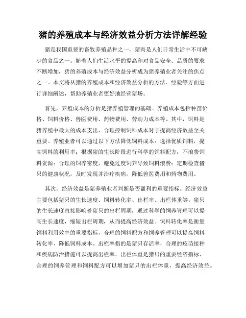 猪的养殖成本与经济效益分析方法详解经验
