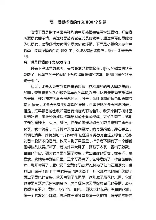 高一借景抒情的作文800字5篇