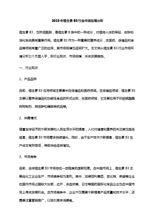 2023年维生素B3行业市场环境分析