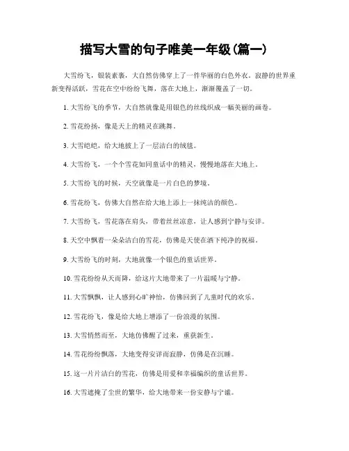 描写大雪的句子唯美一年级(精选两篇)