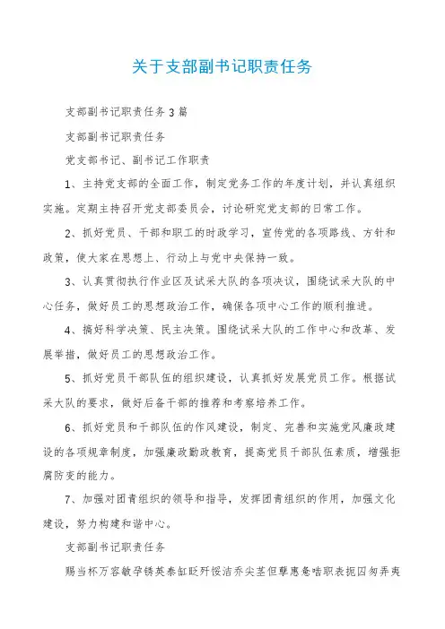 关于支部副书记职责任务