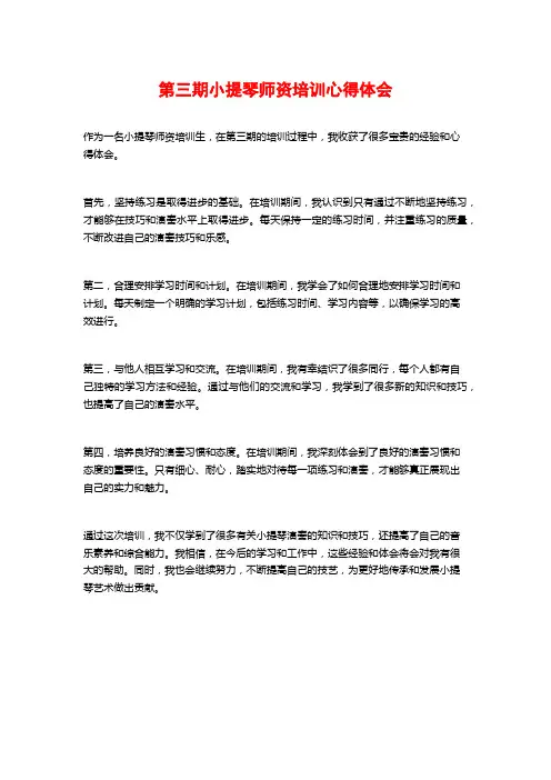 第三期小提琴师资培训心得体会