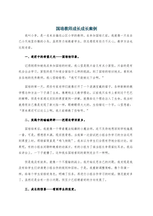 国培教师成长成长案例