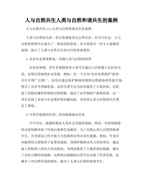 人与自然共生人类与自然和谐共生的案例