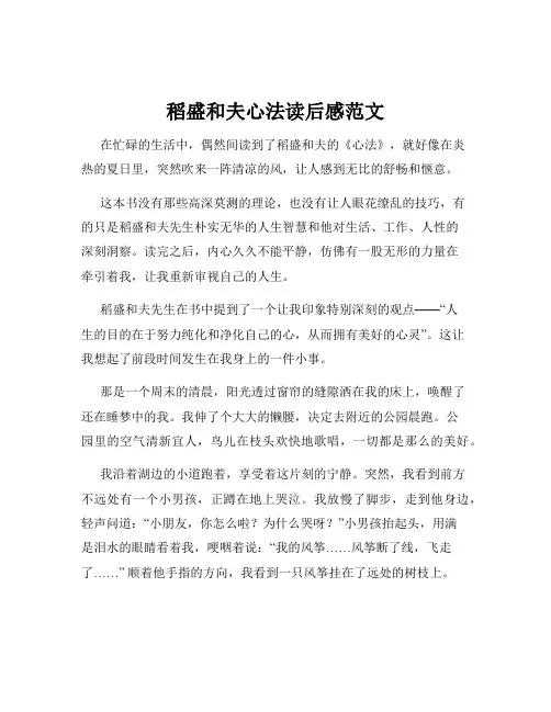 稻盛和夫心法读后感范文