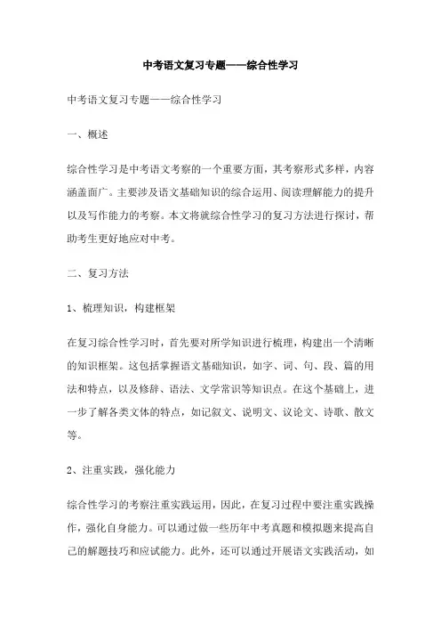中考语文复习专题——综合性学习
