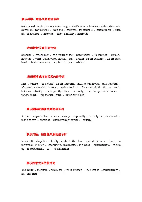 听力常见逻辑信号词