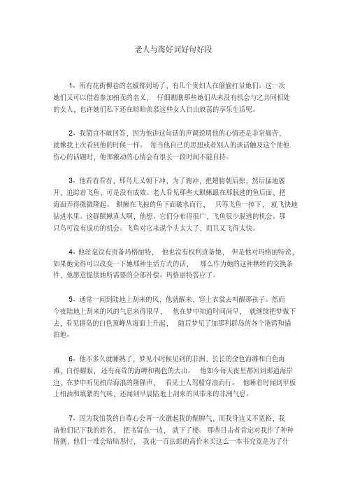老人与海好词好句好段
