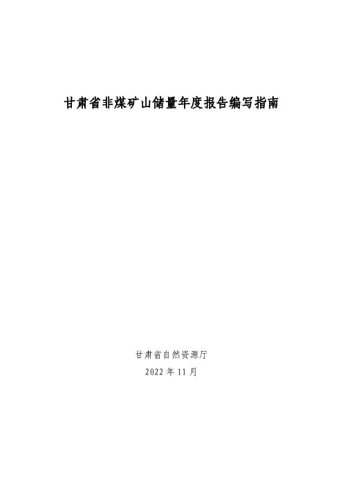 甘肃省非煤矿山储量年度报告编写指南
