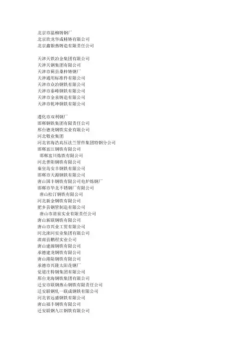 有史以来最全_钢厂_名录(1000家以上)_之一