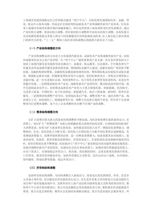 上海城市发展的战略定位