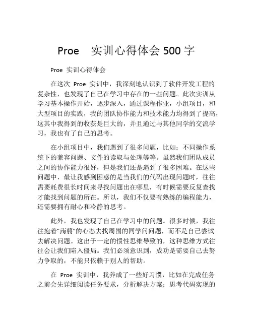 Proe  实训心得体会500字