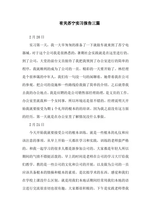 有关苏宁实习报告三篇精选