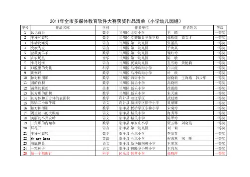 2011年全市多媒体教育软件大赛获奖作品(小学幼儿园组)