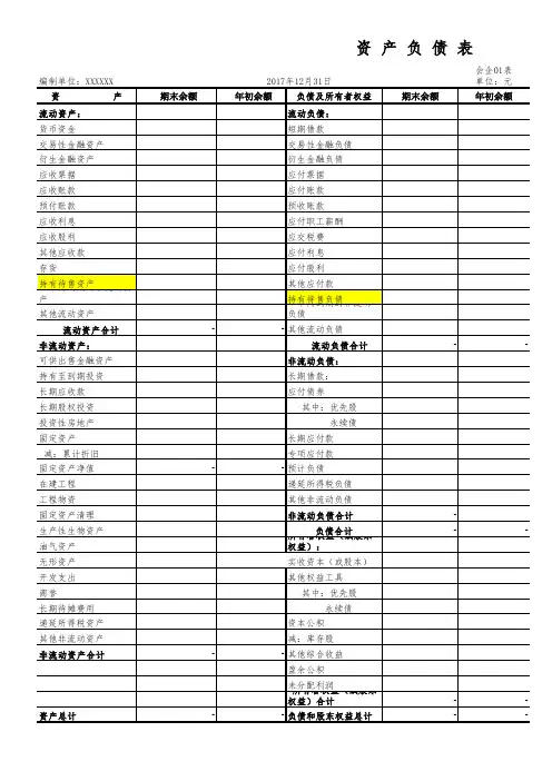 一般企业财务报表格式 