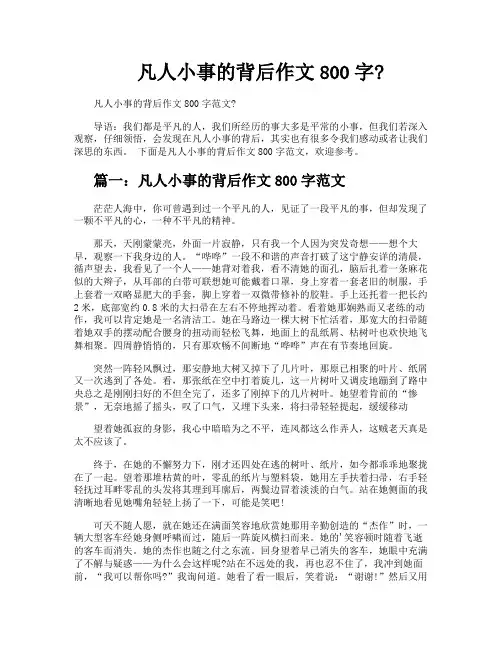 凡人小事的背后作文800字