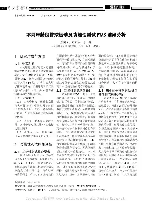 不同年龄段排球运动员功能性测试FMS结果分析