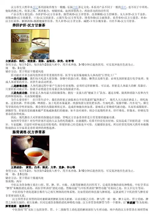 汉方养生茶——精选推荐