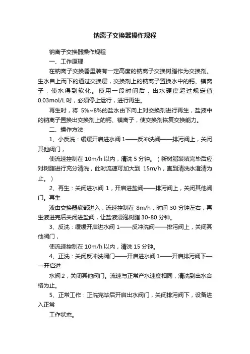钠离子交换器操作规程
