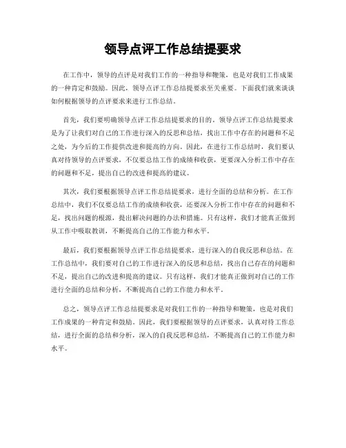领导点评工作总结提要求