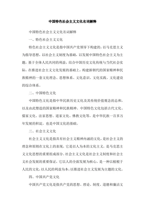 中国特色社会主义文化名词解释