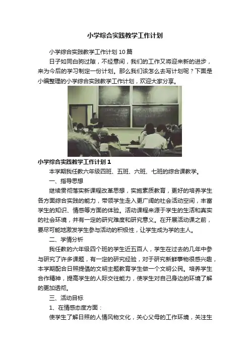 小学综合实践教学工作计划